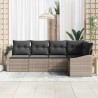 Ensemble de Canapés avec coussin 5 pcs Gris clair polyrotin 518454518454
