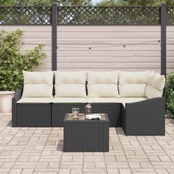 Ensemble de Canapés avec coussin 6 pcs Noir polyrotin 518456518456