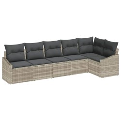 Ensemble de Canapés avec coussin 6 pcs Gris clair polyrotin 518457518457