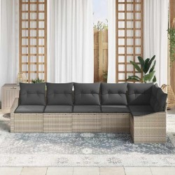 Ensemble de Canapés avec coussin 6 pcs Gris clair polyrotin 518457518457