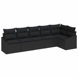 Ensemble de Canapés avec coussin 6 pcs Noir polyrotin 518458518458