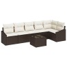 Ensemble de Canapés avec coussin 7 pcs Marron polyrotin 518459518459