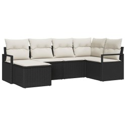 Ensemble de Canapés avec coussin 6 pcs Noir polyrotin 518460518460