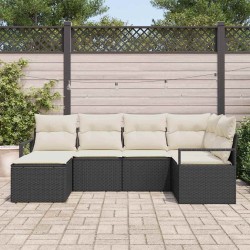 Ensemble de Canapés avec coussin 6 pcs Noir polyrotin 518460518460