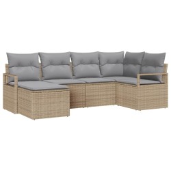 Ensemble de Canapés avec coussin 6 pcs Beige polyrotin 518462518462
