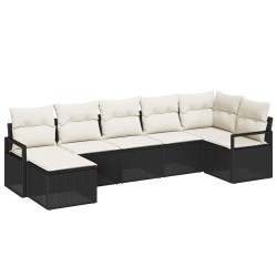 Ensemble de Canapés avec coussin 7 pcs Noir polyrotin 518463518463