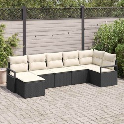 Ensemble de Canapés avec coussin 7 pcs Noir polyrotin 518463518463
