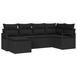 Ensemble de Canapés avec coussin 6 pcs Noir polyrotin 518465518465