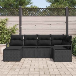 Ensemble de Canapés avec coussin 6 pcs Noir polyrotin 518465518465