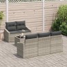 Ensemble de Canapés avec coussin 6 pcs Gris clair polyrotin 518467518467