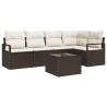 Ensemble de Canapés avec coussin 6 pcs Marron polyrotin 518469518469