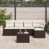 Ensemble de Canapés avec coussin 6 pcs Marron polyrotin 518469518469