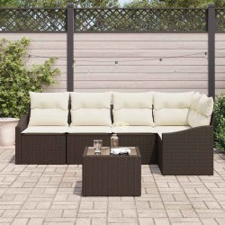Ensemble de Canapés avec coussin 6 pcs Marron polyrotin 518470518470