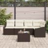 Ensemble de Canapés avec coussin 6 pcs Marron polyrotin 518470518470