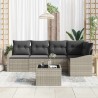 Ensemble de Canapés avec coussin 6 pcs Gris clair polyrotin 518471518471