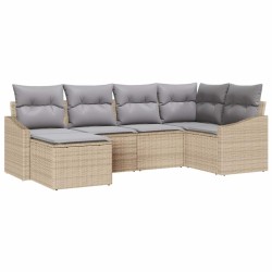 Ensemble de Canapés avec coussin 6 pcs Beige polyrotin 518473518473