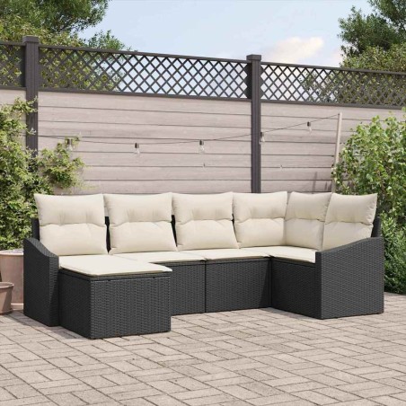 Ensemble de Canapés avec coussin 6 pcs Noir polyrotin 518474518474