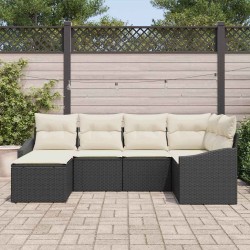 Ensemble de Canapés avec coussin 6 pcs Noir polyrotin 518474518474