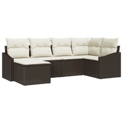 Ensemble de Canapés avec coussin 6 pcs Marron polyrotin 518475518475