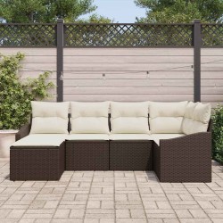 Ensemble de Canapés avec coussin 6 pcs Marron polyrotin 518475518475