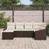 Ensemble de Canapés avec coussin 6 pcs Marron polyrotin 518475518475