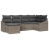 Ensemble de Canapés avec coussin 6 pcs Gris polyrotin 518476518476