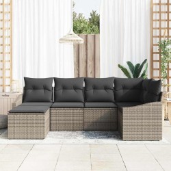 Ensemble de Canapés avec coussin 6 pcs Gris polyrotin 518476518476