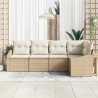 Ensemble de Canapés avec coussin 5 pcs Beige polyrotin 518477518477