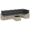 Ensemble de Canapés avec coussin 7 pcs Gris clair polyrotin 518478518478
