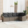 Ensemble de Canapés avec coussin 5 pcs Gris polyrotin 518479518479