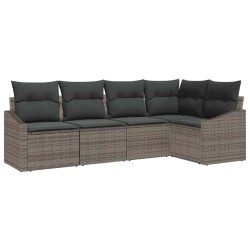 Ensemble de Canapés avec coussin 5 pcs Gris polyrotin 518479518479