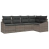 Ensemble de Canapés avec coussin 5 pcs Gris polyrotin 518479518479