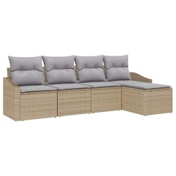 Ensemble de Canapés avec coussin 5 pcs Beige polyrotin 518481518481