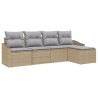 Ensemble de Canapés avec coussin 5 pcs Beige polyrotin 518481518481