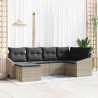 Ensemble de Canapés avec coussin 6 pcs Gris clair polyrotin 518484518484