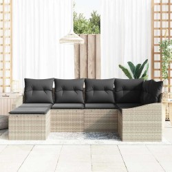 Ensemble de Canapés avec coussin 6 pcs Gris clair polyrotin 518484518484