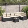 Ensemble de Canapés avec coussin 7 pcs Noir polyrotin 518485518485