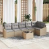 Ensemble de Canapés avec coussin 7 pcs Beige polyrotin 518486518486