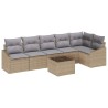 Ensemble de Canapés avec coussin 7 pcs Beige polyrotin 518486518486