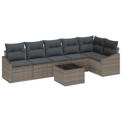 Ensemble de Canapés avec coussin 7 pcs Gris polyrotin 518487518487