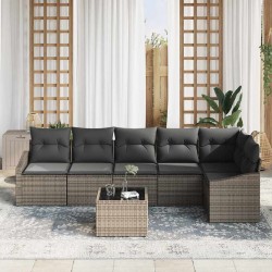 Ensemble de Canapés avec coussin 7 pcs Gris polyrotin 518487518487