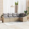 Ensemble de Canapés avec coussin 5 pcs Beige polyrotin 518488518488