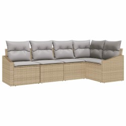Ensemble de Canapés avec coussin 5 pcs Beige polyrotin 518488518488
