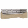 Ensemble de Canapés avec coussin 5 pcs Beige polyrotin 518488518488