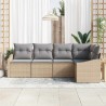 Ensemble de Canapés avec coussin 5 pcs Beige polyrotin 518488518488
