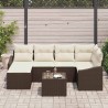 Ensemble de Canapés avec coussin 7 pcs Marron polyrotin 518489518489