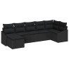 Ensemble de Canapés avec coussin 7 pcs Noir polyrotin 518490518490