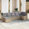 Ensemble de Canapés avec coussin 7 pcs Beige polyrotin 518492518492