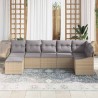 Ensemble de Canapés avec coussin 7 pcs Beige polyrotin 518492518492