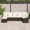 Ensemble de Canapés avec coussin 7 pcs Marron polyrotin 518494518494